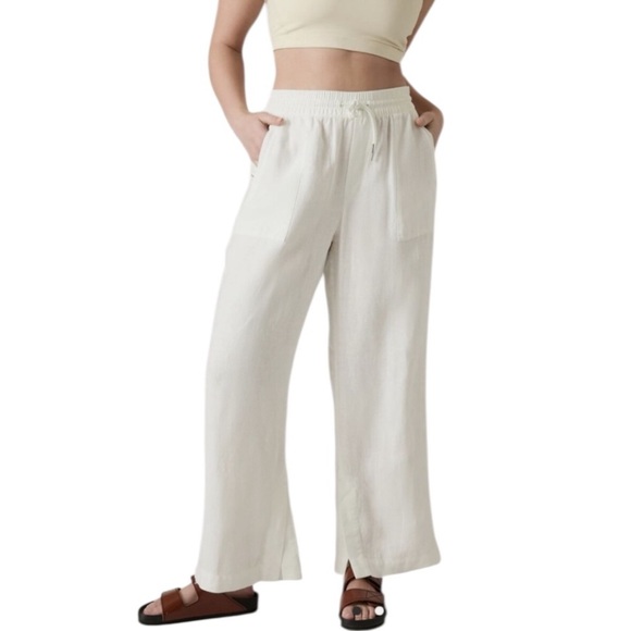 ATHLETA RETREAT LINEN CALLA LILY WHITE SIZE SMALL TALL - Picture 4 of 16